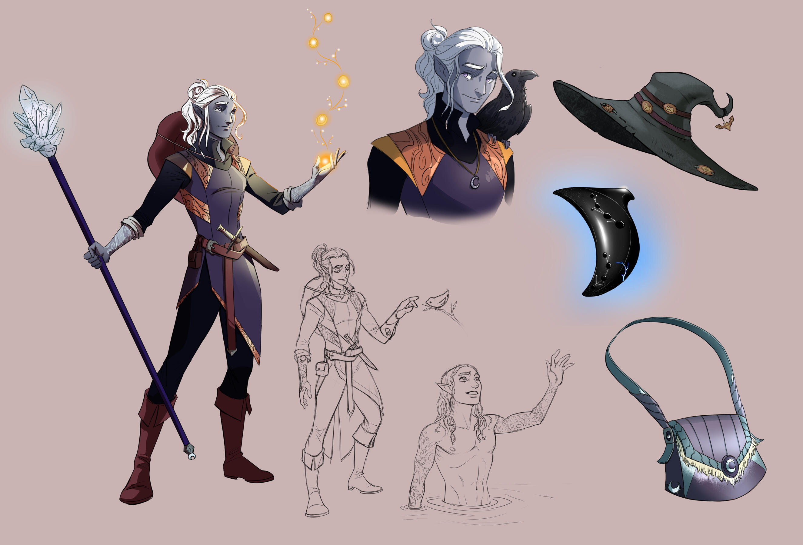 Dark elf druid and gear design